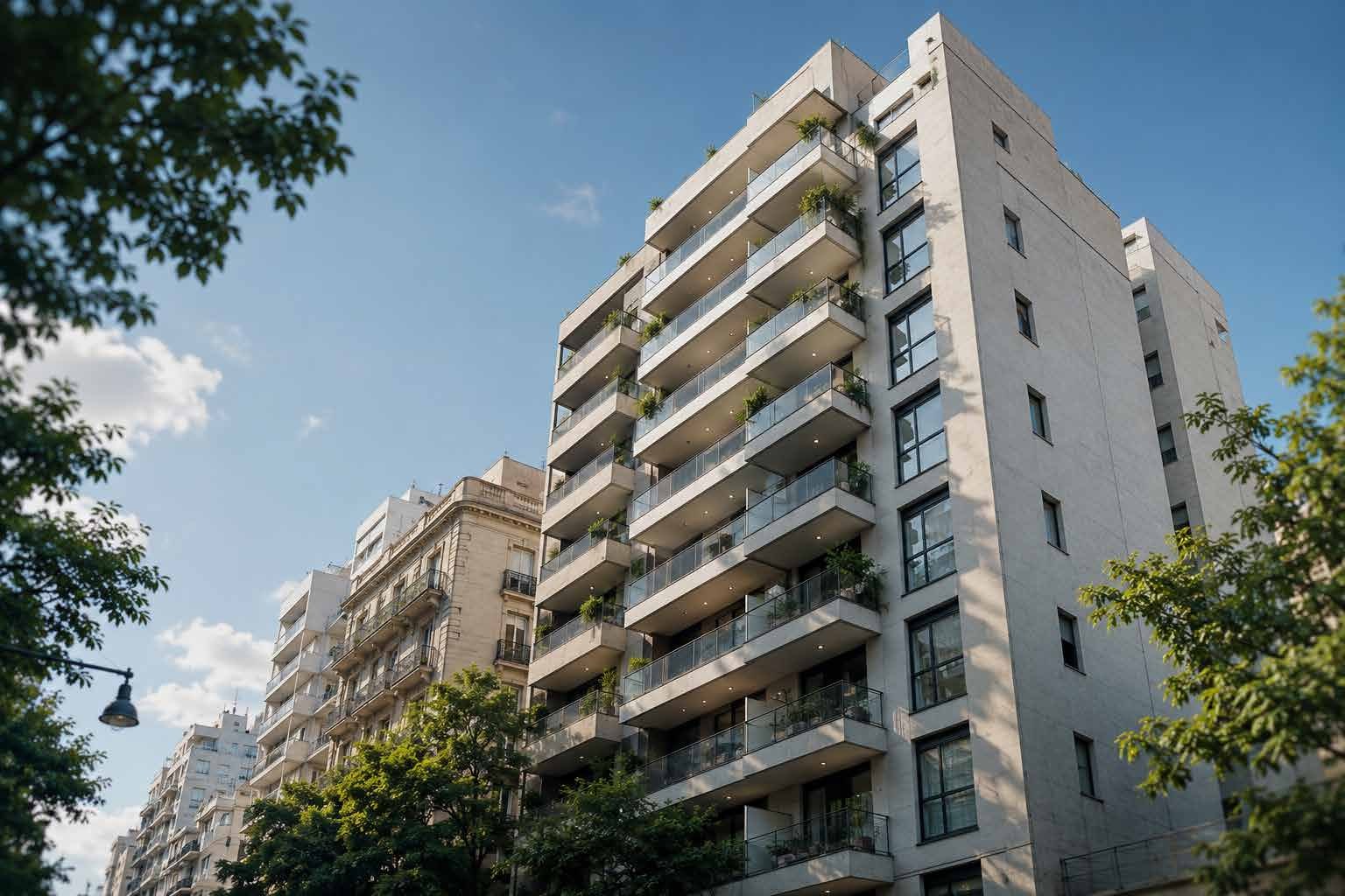 Edificio de consorcio moderno administrado por Foco Consorcios